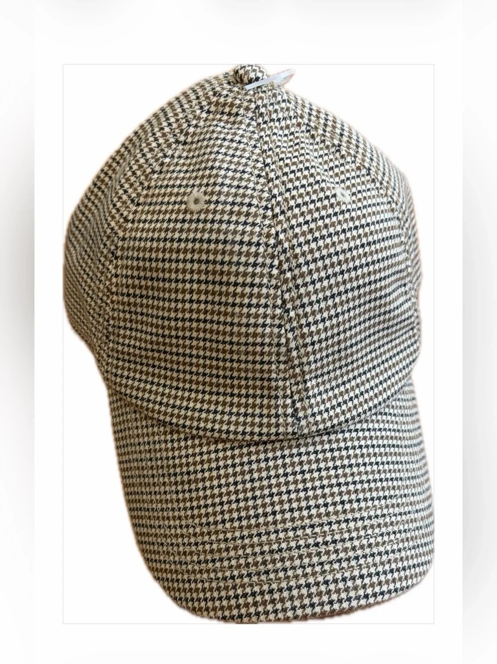 Houndstooth Gap Baseball Cap - adjustable.  Brown & tan. Unisex